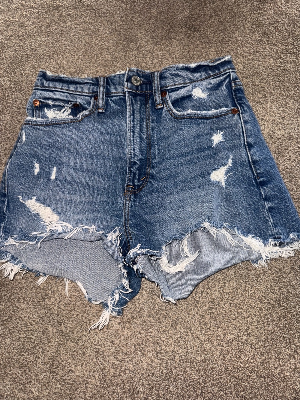 Abercrombie & Fitch Distressed Cutoff Denim Shorts - Blue